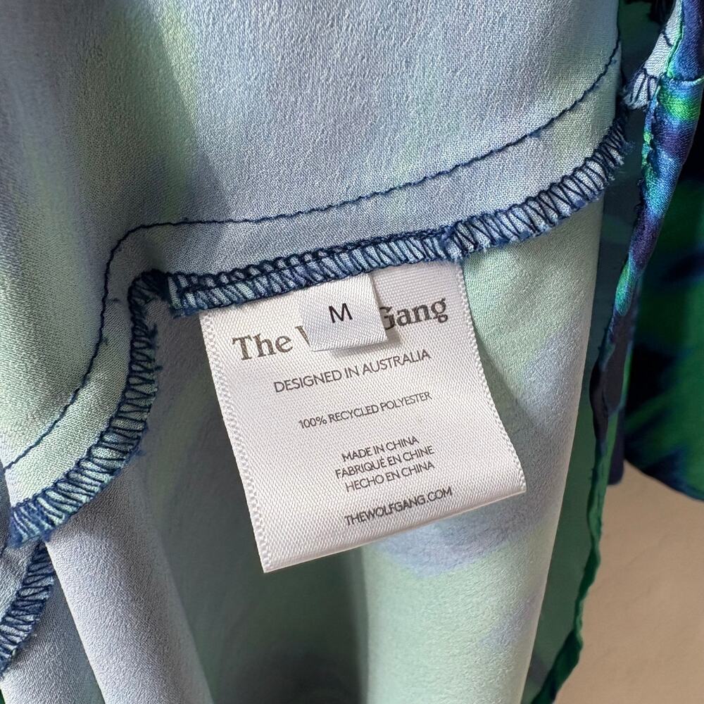 The Wolf Gang Dress Calypso‎ Green Blue Abstract Long Sleeve Maxi Dress Size M - Picture 11 of 12